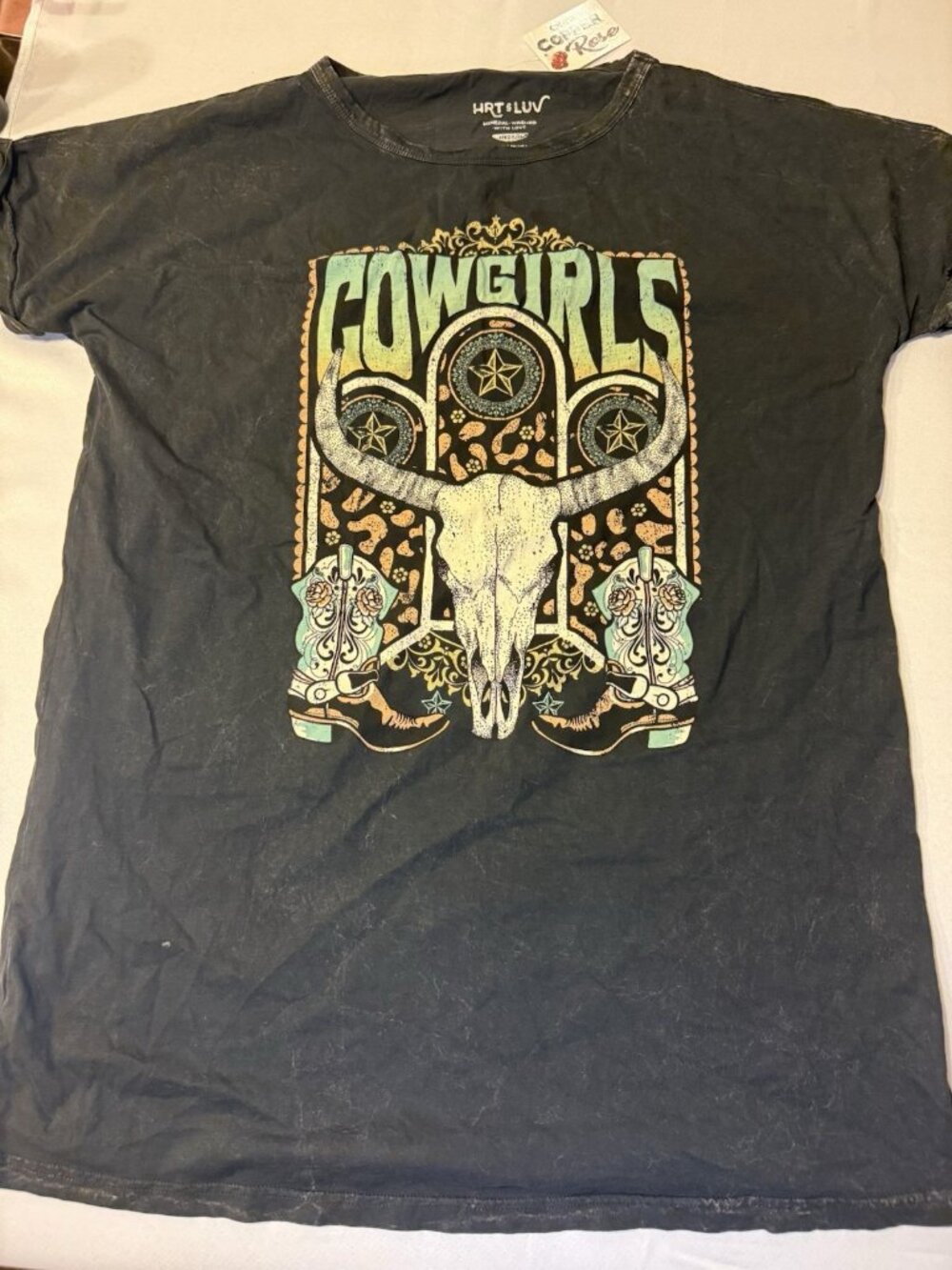 HRT & LUV Vintage Cowgirl Graphic Tee Oversized Fit Size M